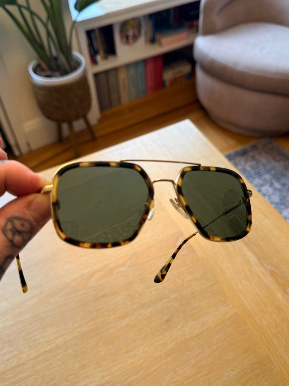 Prada Tortoiseshell Frame Sunglasses with Green Lenses